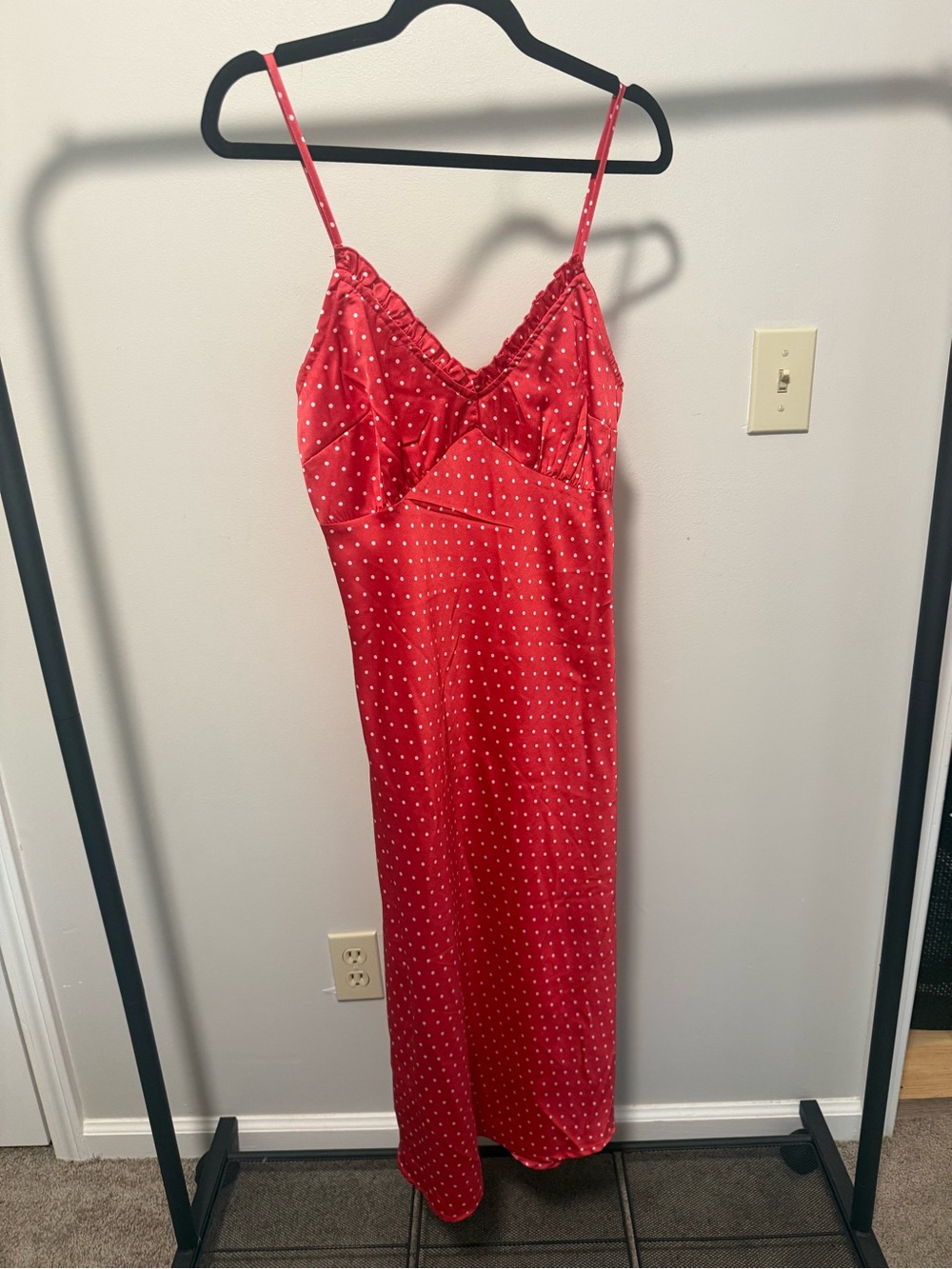 Japna Red Polka Dot Midi Slip Dress